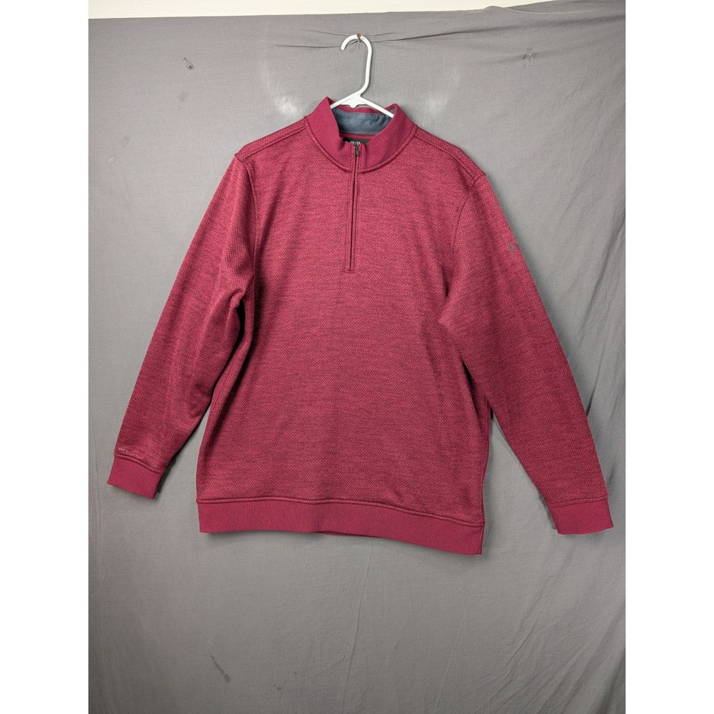Under Armour Mens XL Herringbone 1/4 Zip Pullover Sweater Burgundy UM127H